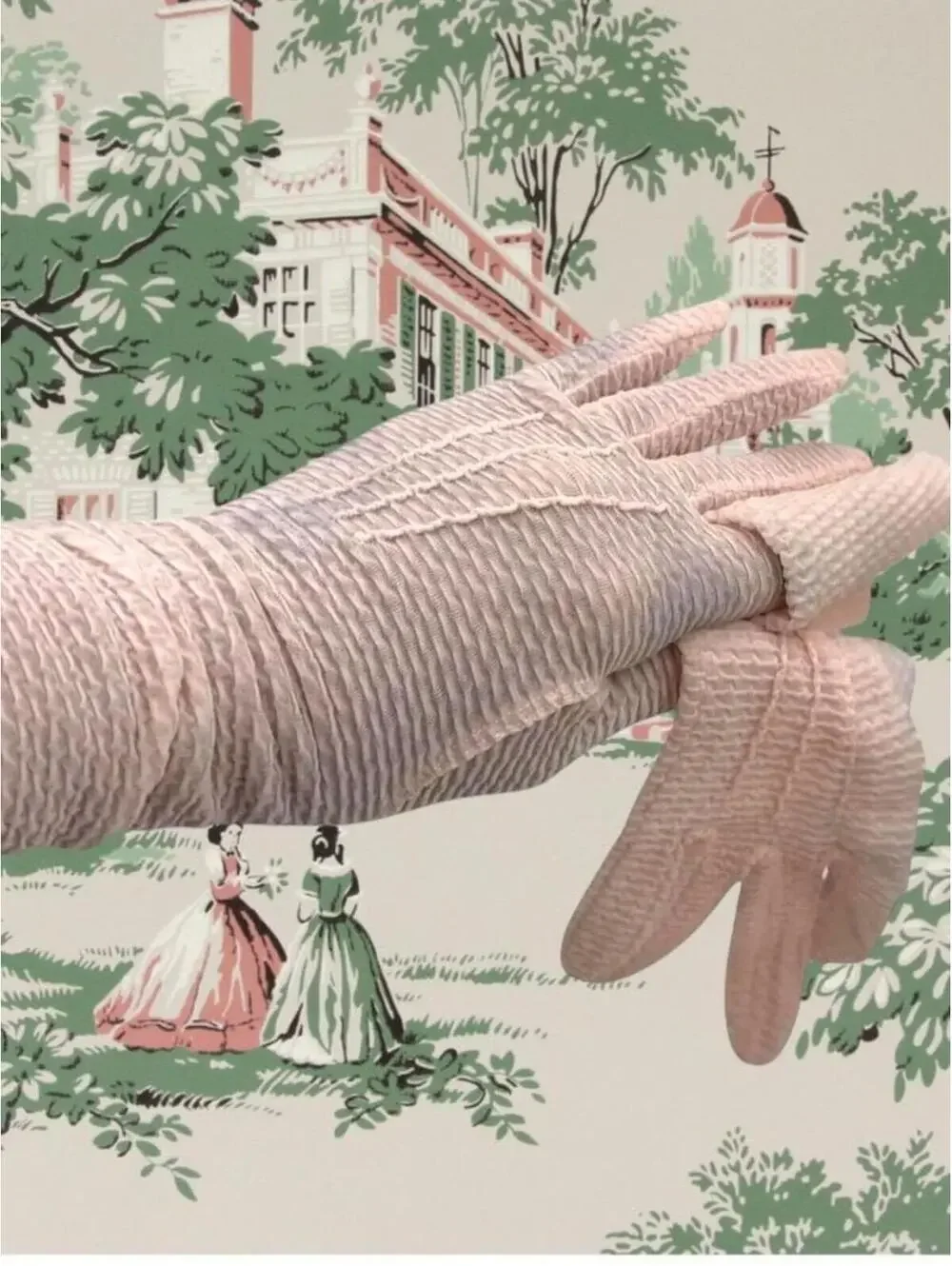 Vintage 60s Pink Nylon Gloves: Over-the-Wrist Formal Gloves